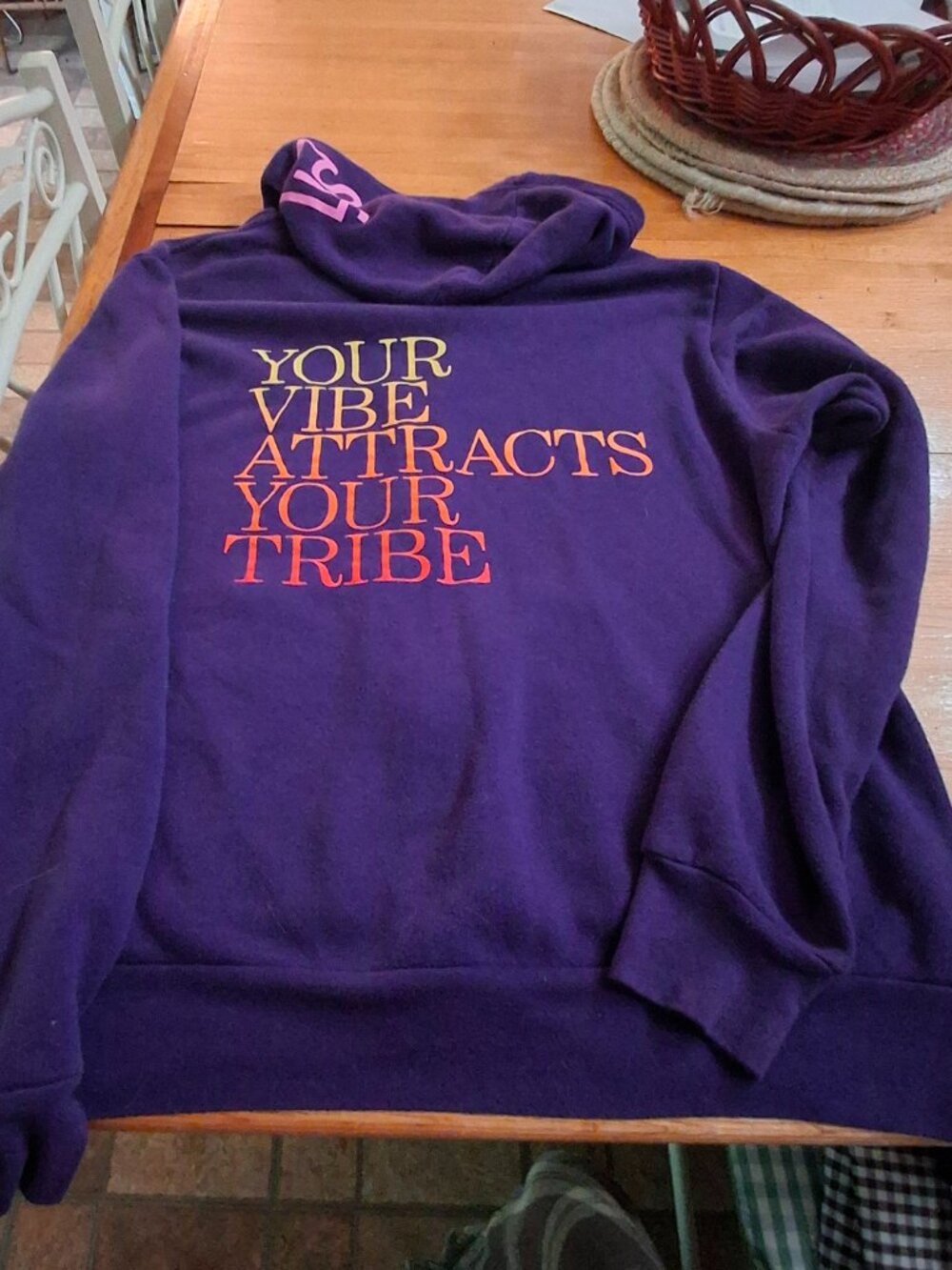 Zip Front Hooded Sweatshirt Jacket Hoodie Your Vibe Attracts Your Tribe L